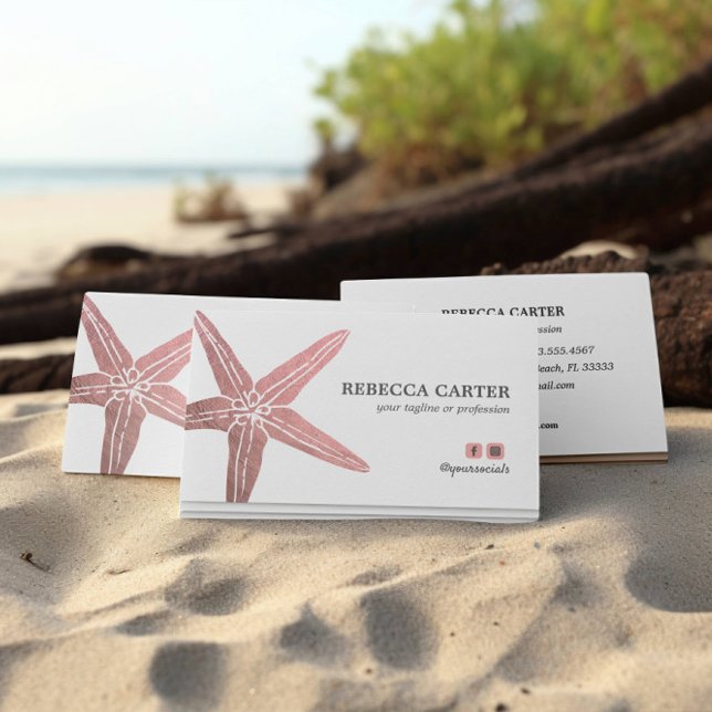 Cartão De Visita Costeira de praia Tropical de Starfish, Dourada El (Criador carregado)