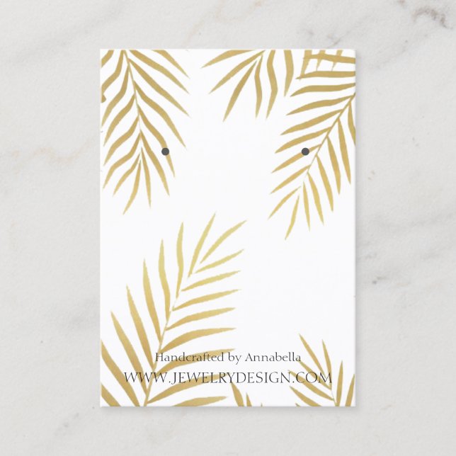 Cartão De Visita Costume da exposição da jóia do brinco da folha da (Frente)