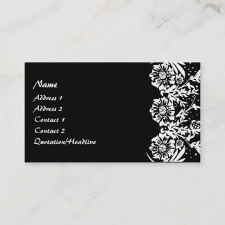 Cartão De Visita Costume floral preto e branco elegante do KRW