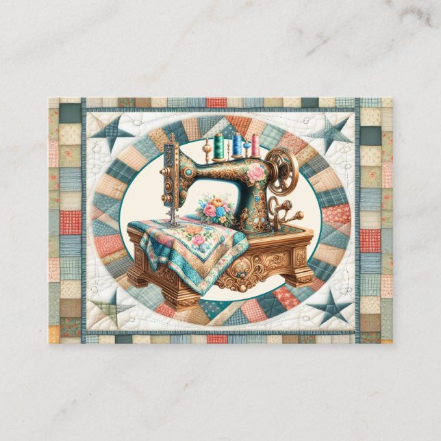 Cartão De Visita Costura Elegante e Colagem (Frente)