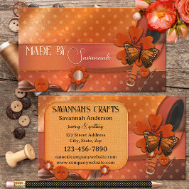 Cartão De Visita Costura Quilting Laranja Artesanato