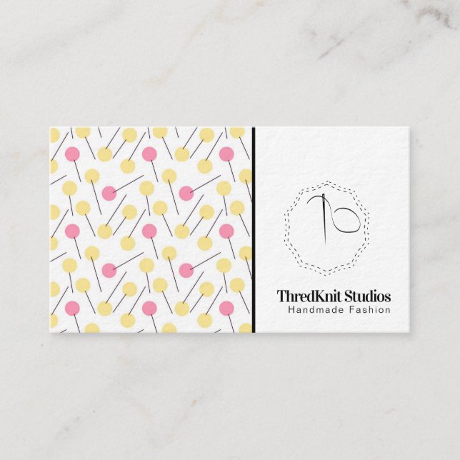 Cartão De Visita Costureira Bordado Alfaiate Moda Logotipo Agulha (Frente)