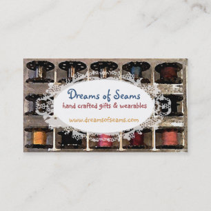 Cartão De Visita costureira sewing das bobinas da linha das noçõe