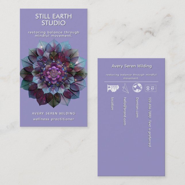 Cartão De Visita Council of Leaves | Mandala Art P&B (Frente/Verso)