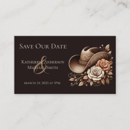 Cartão De Visita Country Western Cowgirl Hat com Flores