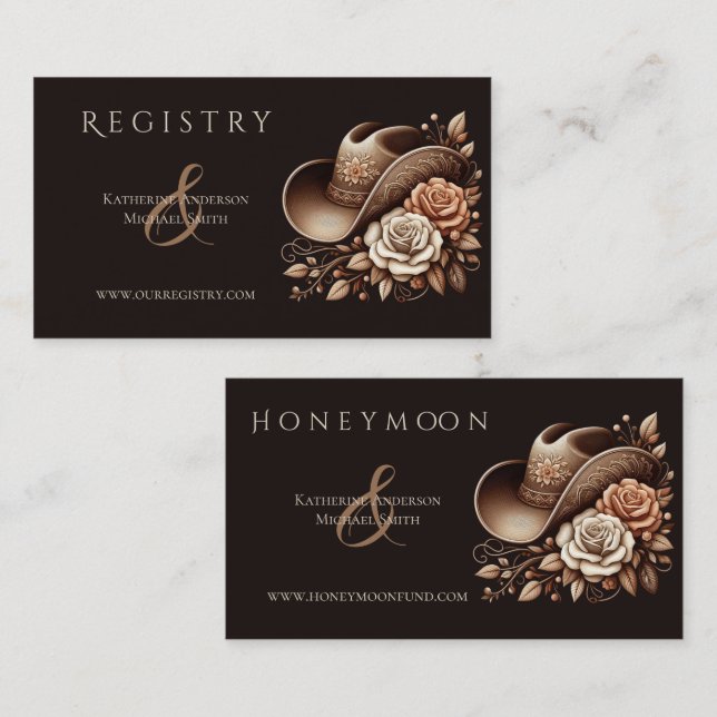 Cartão De Visita Country Western Cowgirl Hat com Flores (Frente/Verso)