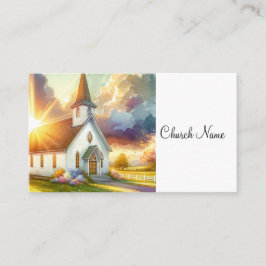 Cartão De Visita Country White Church Watercolor