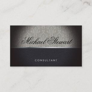 Cartão De Visita Couro clássico do preto da cor damasco