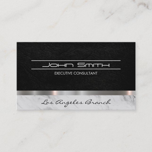 Cartão De Visita Couro e mármore com Trim Metálico (Frente)