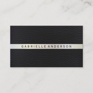 Cartão De Visita Couro Elegante com Trim Metálico Luxo