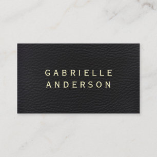 Cartão De Visita Couro preto elegante profissional com texto
