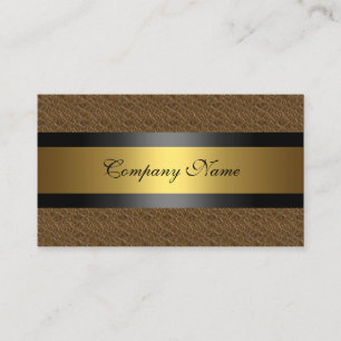 Cartão De Visita Couro Preto Marrom Metal Dourado Elegante