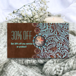 Cartão De Visita couros e peles castanhos-turquesa, de países ocide