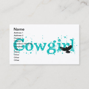 Cartão De Visita Cowgirl Blue com pássaro