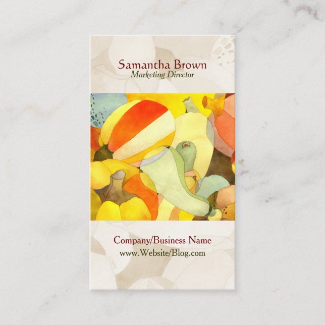 Cartão De Visita Cozinha Única Pumpkins de Aquarela (Frente)