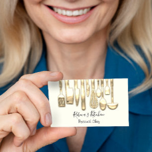 Cartão De Visita Cozinhar Pessoal Chef Ouro Restaurante Knifes