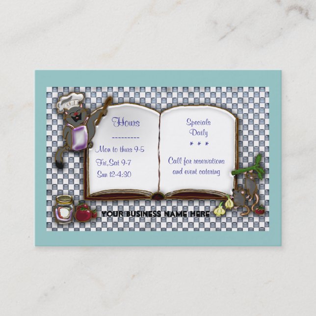 Cartão De Visita cozinheiro chefe do gato (Frente)