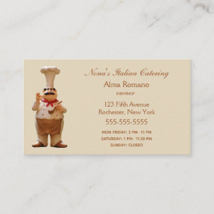 Cartão De Visita Cozinheiro chefe italiano com avental