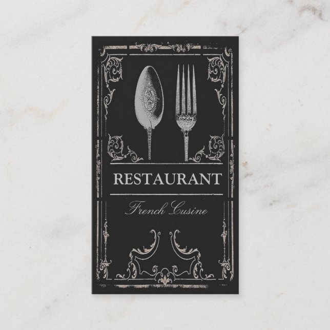 Cartão De Visita Cozinheiro chefe ornamentado do restaurante da (Frente)