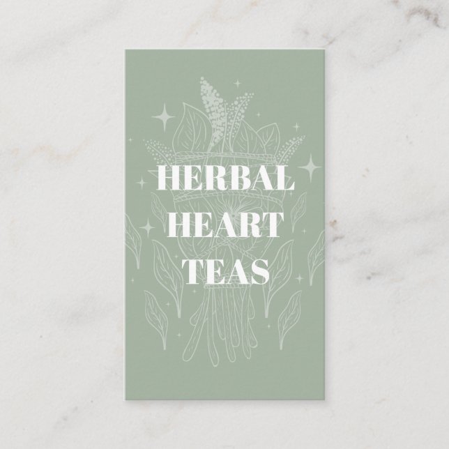 Cartão De Visita Cozy Sage Green Herbal Tea Compro Herb Bundle (Frente)
