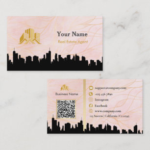 Cartão De Visita Crachá de Nome de Imóvel Código Qr & Logotipo