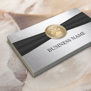 Cartão De Visita Crachá de Peça Dourada  de Peito Prata Preta