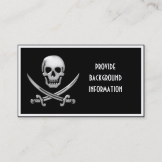 Cartão De Visita Crânio Pirata Glassado e Espadas Cruzadas