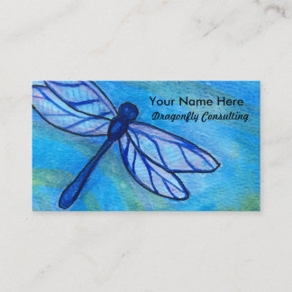 Cartão De Visita Creative Blue Dragonfly Watercolor