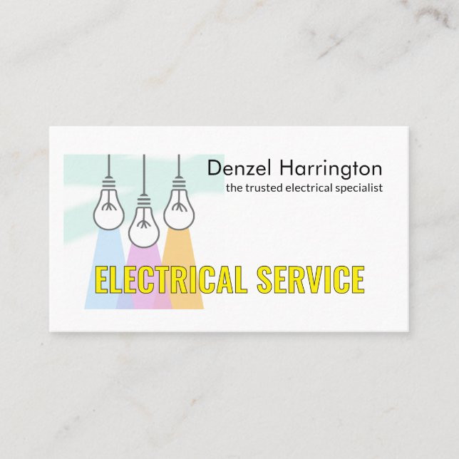 Cartão De Visita Creative Bright Down Lights Electrical Service (Frente)