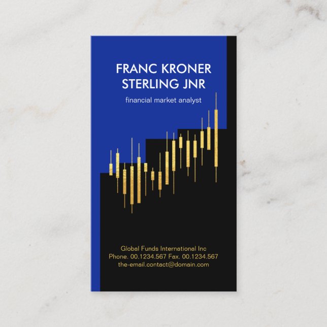 Cartão De Visita Creative Dourado Stock Share Graph Financial Advis (Frente)