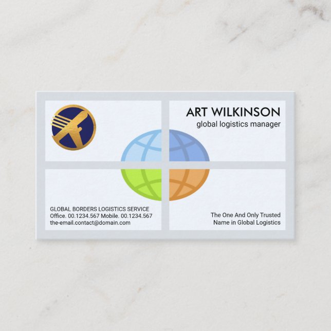 Cartão De Visita Creative Global Logistics Quadrant Import Export (Frente)