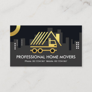 Cartão De Visita Creative Home Movers Truck City Silhouette