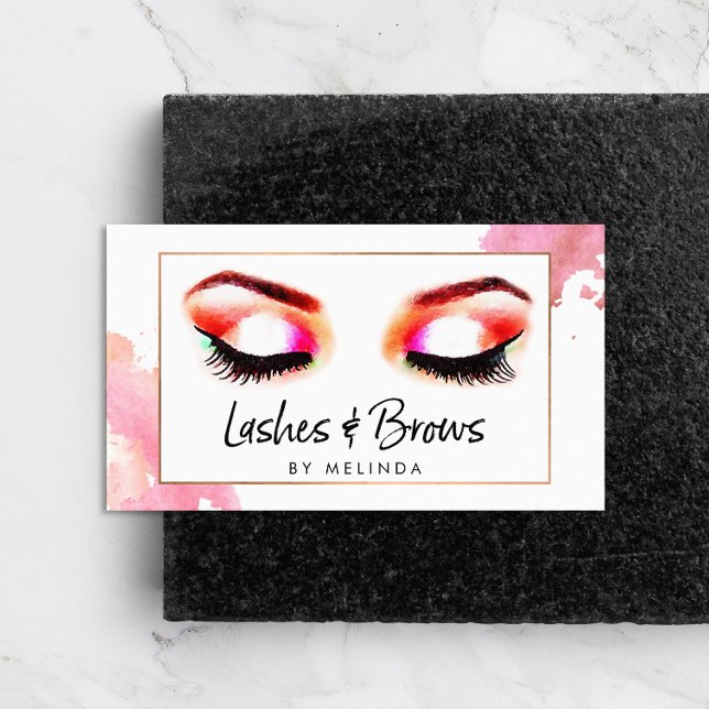 Cartão De Visita Creative Watercolor Lashes/Brows (Criador carregado)