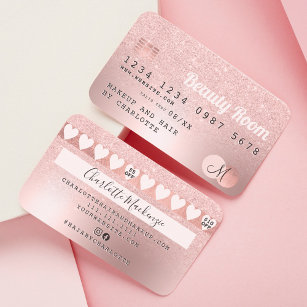 Cartão De Visita Credit card rose gold metallic glitter loyalty