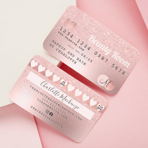 Cartão De Visita Credit card rose gold metallic glitter loyalty
