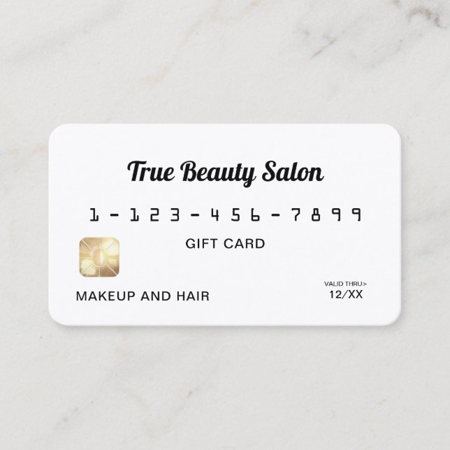 Cartão De Visita Crédito de presente de script branco preto simples (Frente)