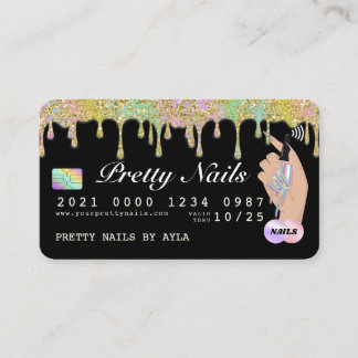 Cartão De Visita Crédito técnico holográfico do Rainbow Glitter Dri