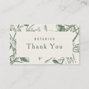 Cartão De Visita Creme Botânico Moderno Floral Obrigado