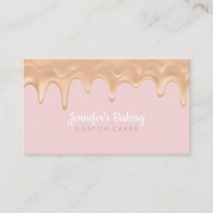 Cartão De Visita Creme Caramelo Derrubando padaria pastelaria bolo 