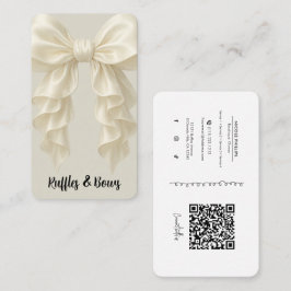 Cartão De Visita Creme Cascata Babado Laço Elegante Chique Boutique