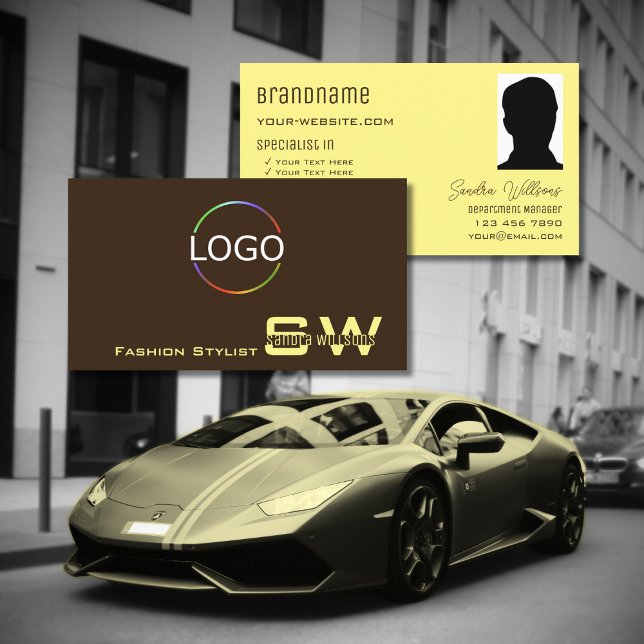 Cartão De Visita Creme castanho de café simples com fotografia do l (Criador carregado)