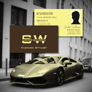 Cartão De Visita Creme castanho de café simples com monograma e fot