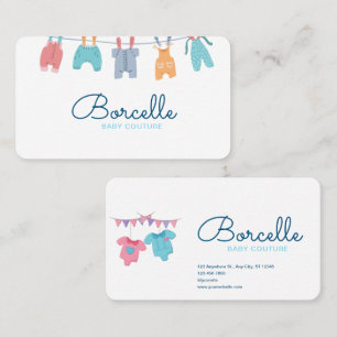 Cartão De Visita Creme com marca personalizada e couve-bebê azul