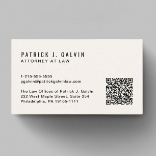 Cartão De Visita Creme de código de QR profissional mínimo