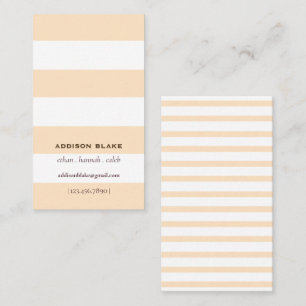 Cartão De Visita Creme Minimalista de Stripes Clássicas Simples