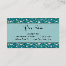 Cartão De Visita Creme no damasco da cerceta com listras e