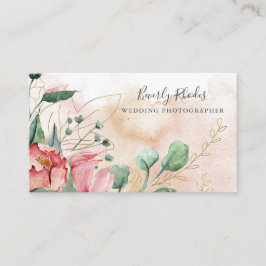 Cartão De Visita Creme Rosas de Aquarela