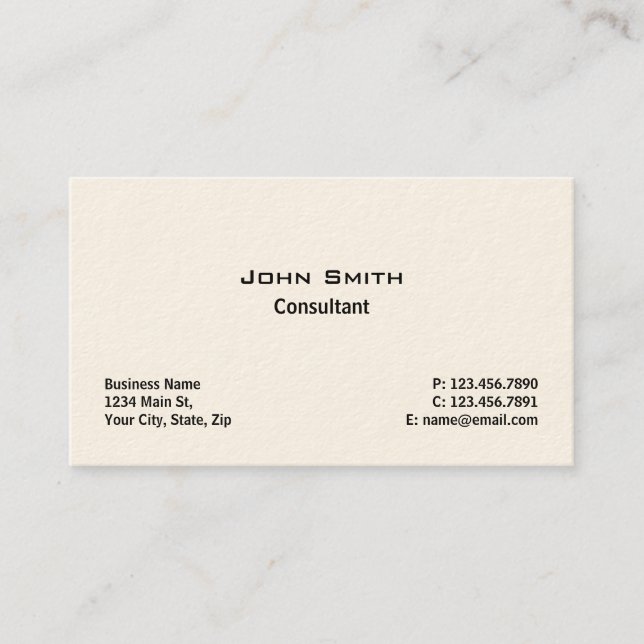 Cartão De Visita Creme Simples Simples Elegante Profissional (Frente)