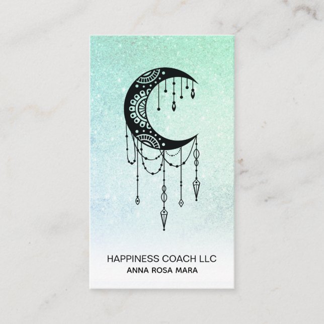 Cartão De Visita *~* Crescent Luna Talisman Shaman Glitter (Frente)