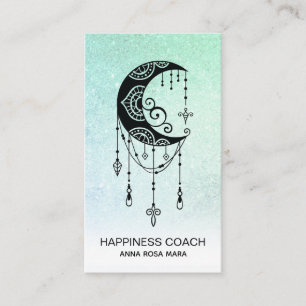 Cartão De Visita *~* Crescent Moon Talisman Shaman Glitter Luna